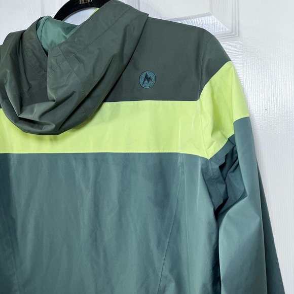 Marmot  Roam Rain Jacket Women’s Large Green Yellow Hooded Full Zip Waterproof - Picture 3 of 11